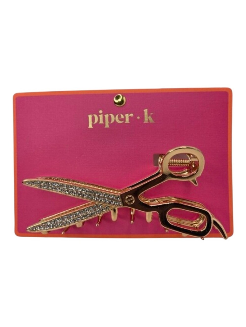 ✂️▪️Piper K ▪️Gold Toned Metal Scissors Hair Claw Clip Rhinestones